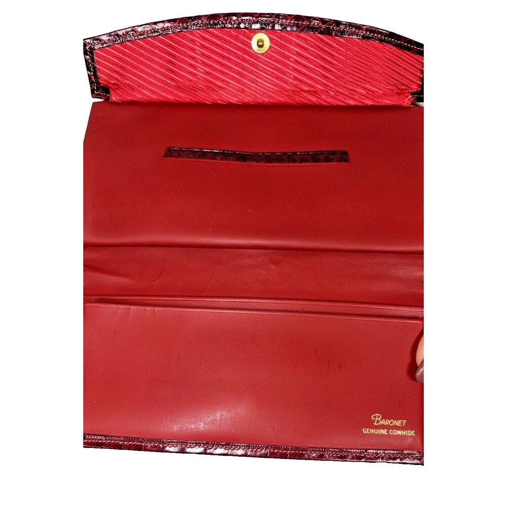 Vintage Baronet Genuine Cobra Snakeskin Red Wallet Clutch Checkbook Purse - Picture 14 of 16